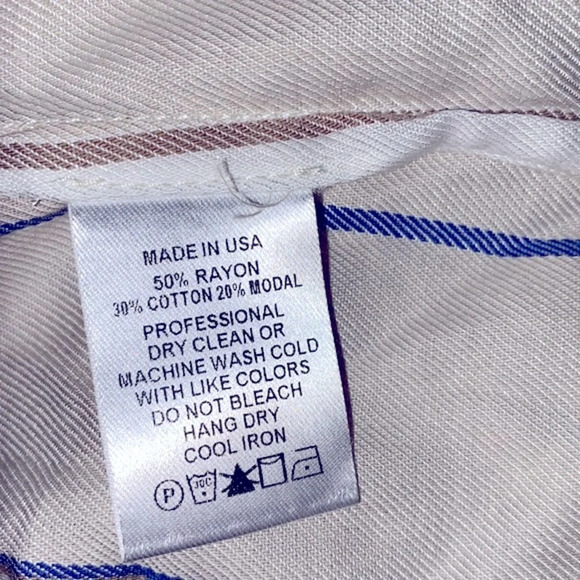 Kal Rieman tan striped button down top size 14 - Picture 9 of 9